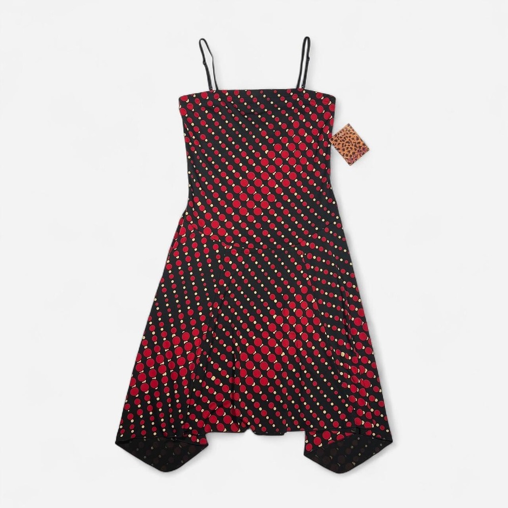 XOXO Red Black Polka Dot Handkerchief Hem Mini Dress Y2K NWT